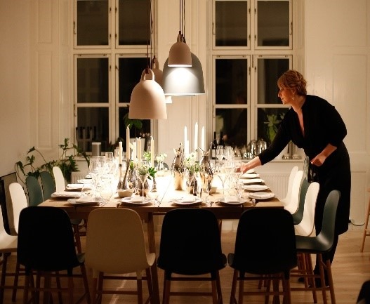 Dinner table with food packaging